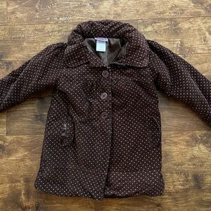 Cozy Brown/pink Polka Dot Kids Pea Coat